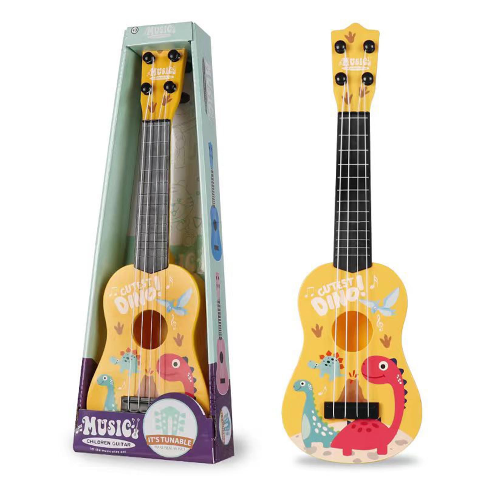 Mini Ukulele Guitar Toy 4 String for Kids, Toddler Guitar Toys Cute Dinosaur, Ukulele for Kids Musical Instrument, Ukulele Gift for Child Musicians Boys and Girls (A7)