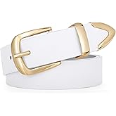 JASGOOD Women's Fashion Leather Belt Ladies Gold Buckle Leather Belt for Jeans Pants Dresses
