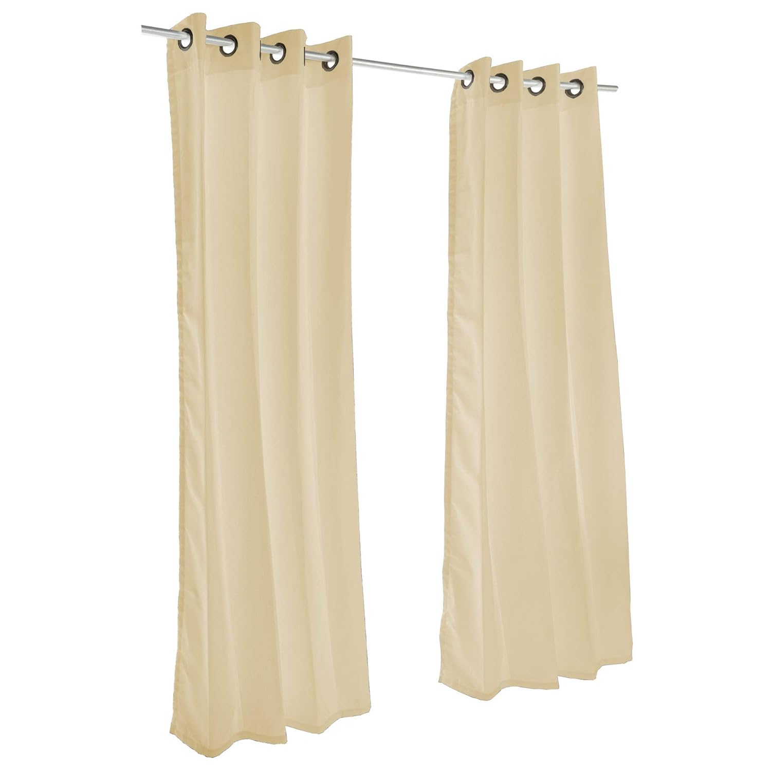 Sunbrella Canvas Brass Outdoor Curtain with Dark Gunmetal Grommets 50 in. Wide x 84 in. Long