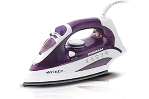 Ariete 6235 Iron for Dry and Steam Ironing with Ceramic Plate, 2000 W Power - Purple and White