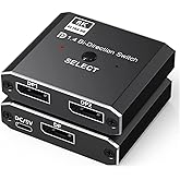 8K Displayport Switcher,DP 1.4 Switch Bi-Directional 2 in 1 Out/1 in 2 Out 8K@60Hz,4K@120Hz,1080P@240Hz Selector Box for Comp