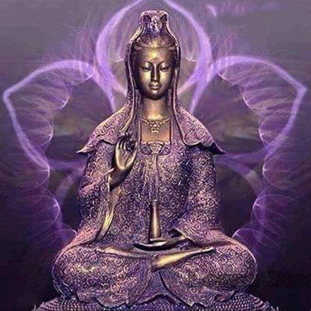 5D DIY Diamond Painting Kits Full Drill Cross Stitch Kit Lotus Buddha Crystal Embroidery Pictures Cross Stitch Art Craft for Home Decor 11.8 x 15.7 inch