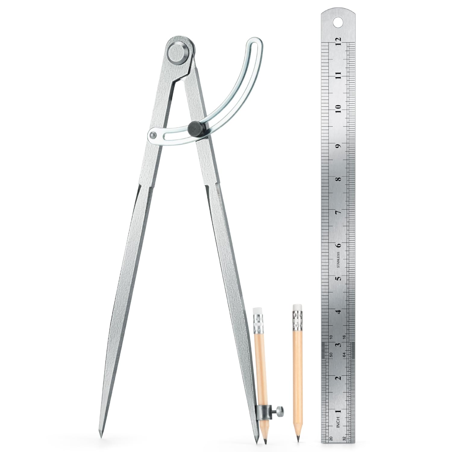 Photo 1 of WORKLION Woodworking Compass Geometry Tool - Professional Locking Drafting Compass with Pencil Holder - 12 Inch Metal Geometry Compass for Drawing Circles and Geometry.