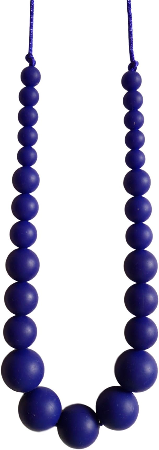 Stylish Pearl Like Silicone Teething Necklace Breastfeeding Baby Nursing 27 Beads BPA Free, Hand-Made by MilkMama, 3 Colours (Navy Blue)