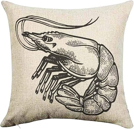 Amazon Co Jp 柔らかいクッションカバー 45 45センチ 一枚 おしゃれ ひんやり エビ海caridea動物彫刻ベクトルイラストスクラッチボードスタイル模倣黒と白の手描き画像 飾り用 背当てクッション クッションカバーふわふわ ホーム キッチン