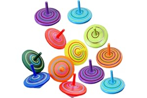 TOBBOMEY Lot de 20 petites toupies en bois interactives pour enfants - Couleur aléatoire