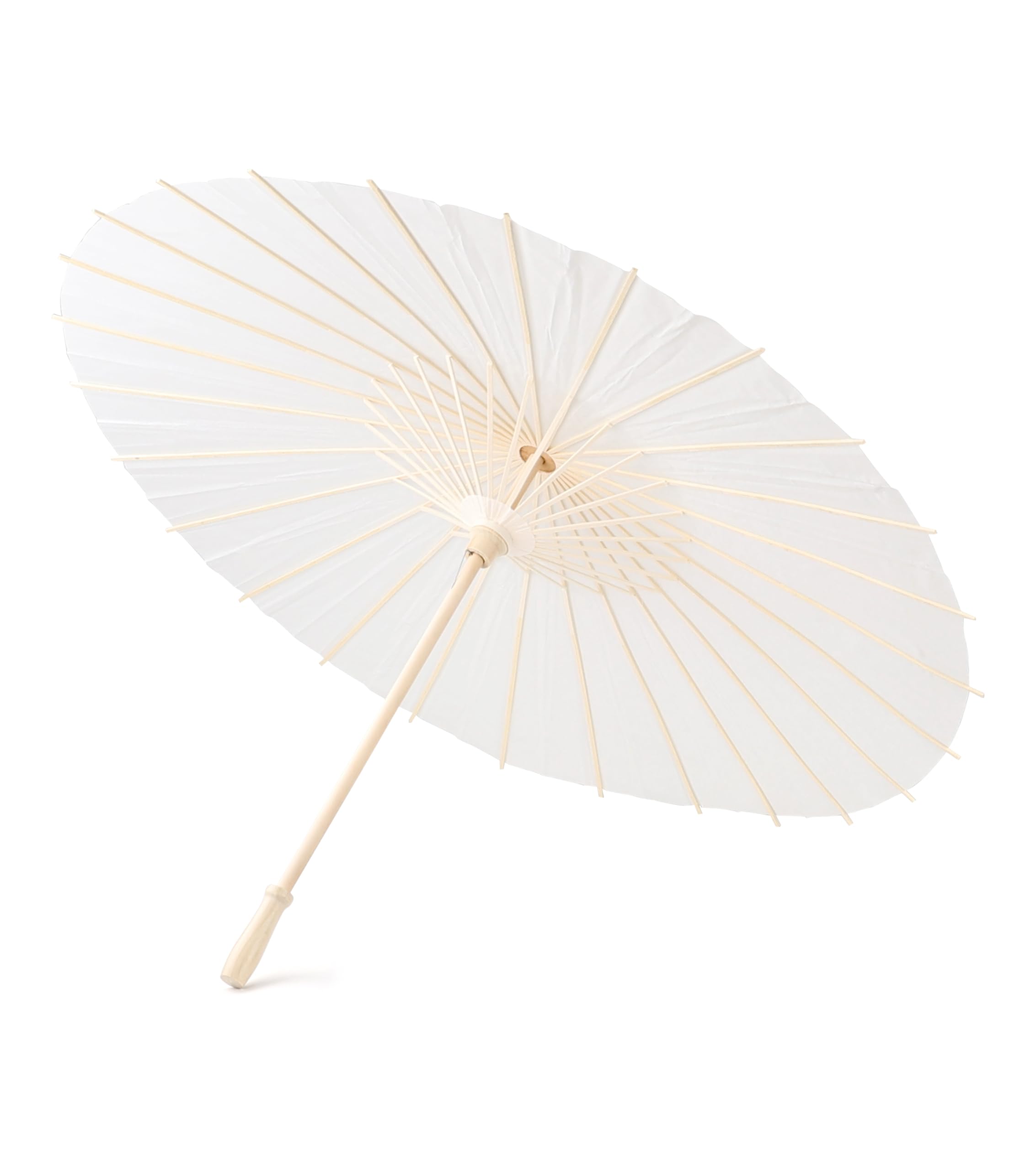 Photo 1 of 33 Inches Wedding Paper Umbrellas DIY Painting Umbrellas Crafts Decorative Chinese Japanese Oiled Paper Vintage Parasol for Wedding Bridal Party Décor (White, 1PCS)