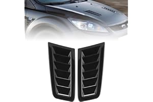 QINLORGO Hood Vents, 2PCS Hood Vents for Cars, Universal Car Hood Vent Scoop Kit, Abs Auto Hoods Vents Compitable for Focus Rs Mk2 Style, 27×26×14×11cm / 10.6×10.2×5.5×4.3in (Glossy Black)