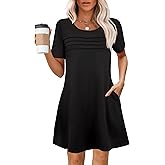 Womens Dresses Casual Short Sleeve Tunic Summer Midi Dress for Women S-XXL