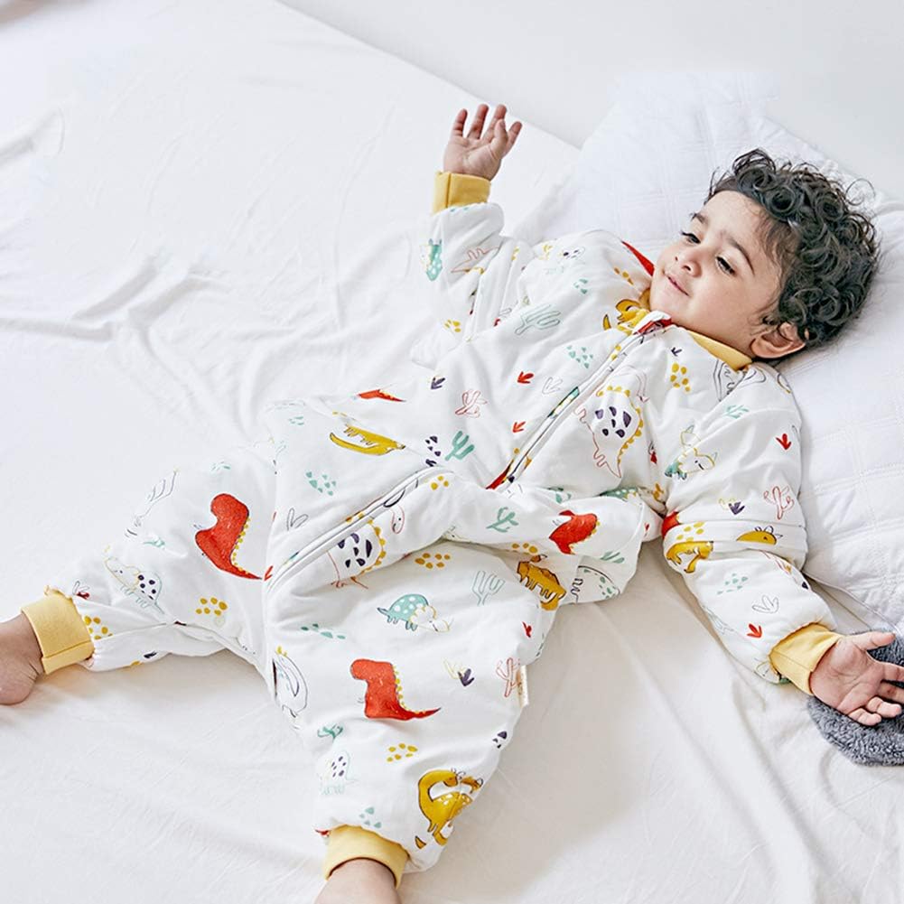 PDXTZ Baby Split Leg Sleeping Bag, Unisex Winter Warm Removable Sleeve Sleeping Bag Romper Thick Wearable Blanket Suitable for Infants Aged 0-3