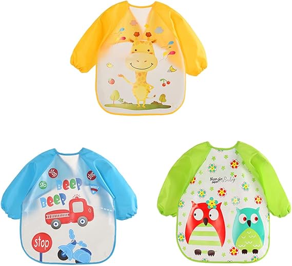 Wanyangg Bavoir Bebe Avec Manches 3 Pack Bebe Bavoirs Impermeable Etanche A Manches Longues Dessin Anime Animal Bavette Tablier D Alimentation Peinture Pour Les Enfants De 6 Mois A 3 Ans Fset3 Amazon Fr Vetements