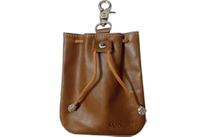 Moplusea Small Leather Pouch For Men Women, Genuine Leather Drawstring Medieval Coin Pouch Bag (Brown)