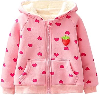 pink zip up hoodie with red hearts