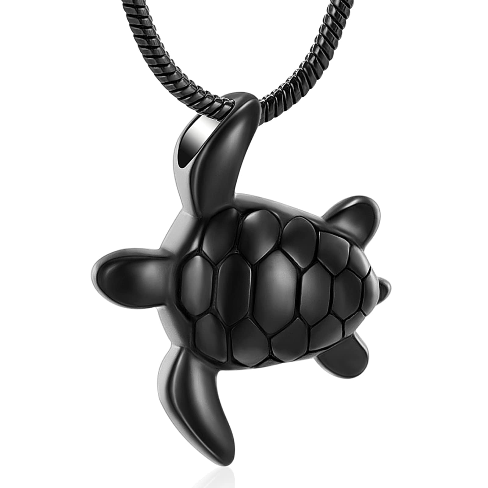 QGJNSGC Turtle Urn Necklace for Ashes Sea Turtle Cremation Jewelry for Ashes Necklace Keepsake Memorial Jewelry Urns Pendant for Pet/Human Turtle Lovers (Black)