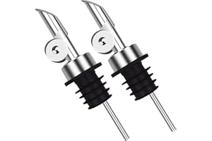 LUBISE 2 Pcs Olive Oil Dispenser Bottle Spout, Speed Liquor Pour Spout with Flip Top, Stainless Steel Auto Pour Spouts for Liquor Bottles, Oil Bottles, Vinegar, Syrup and Other Liquid Bottles