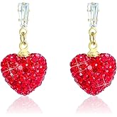 Mintolex Red Heart Earrings for Women Sparkly Rhinestone Valentines Earrings Love Heart Earring Dangling Valentine Gifts for Her Wife Girlfriend Holiday Outfit Accessories