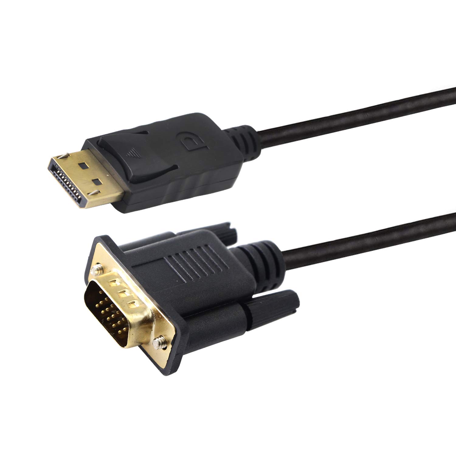 XMSJSIY DisplayPort to VGA Adapter Display Port Male to VGA Male Cable Connector 1080p for Monitor, Desktop,Laptop,PC,HDTV and More - 1.8M / 5.9FT