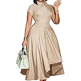 Symina Women's Formal Dresses Elegant Short Sleeve A-Line Wedding Guest Dress Cocktail Evening Gown Party Plus Size