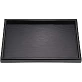 Tea Tray Rectangle Shape Solid Wood Versatile Tea Coffee Snack Food Meals Serving Tray Plate Restaurant Trays Black(25 * 18 * 2cm)