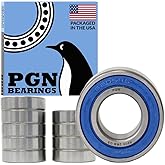 PGN (10 Pack) 6205-2RS Bearing - Lubricated Chrome Steel Sealed Ball Bearing - 25x52x15mm Bearings with Rubber Seal & High RP