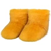Urmycos Girls Fluffy Furry Snow Boots Faux Fur Winter Warm Outdoor Boots