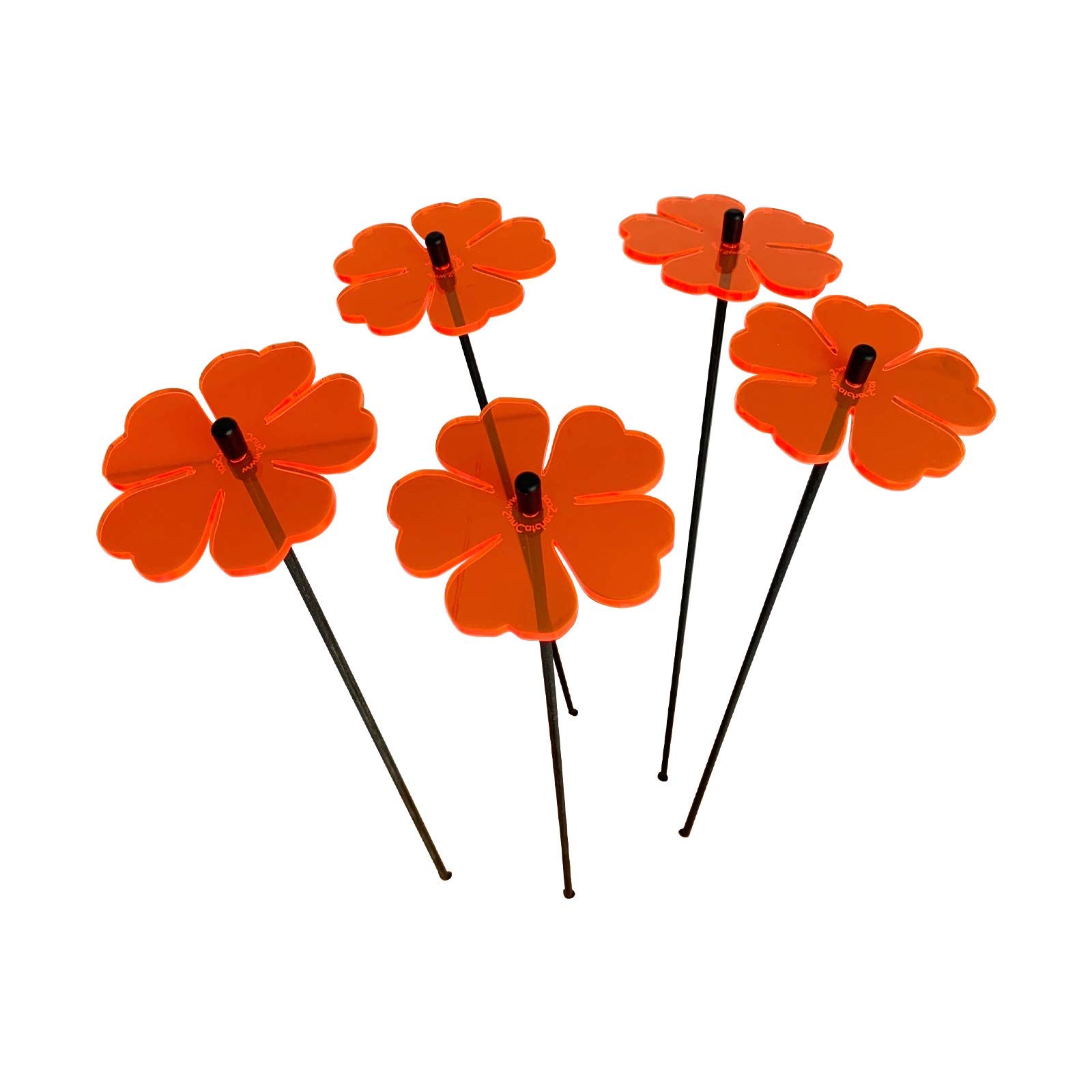 Sun Catcher Garden Decor Glowing Double Blossoms Ornaments Set of 5 Garden Stakes 25cm/9.8 inches high Indoor Outdoor Yard Gardeners Gift, Colour:Orange