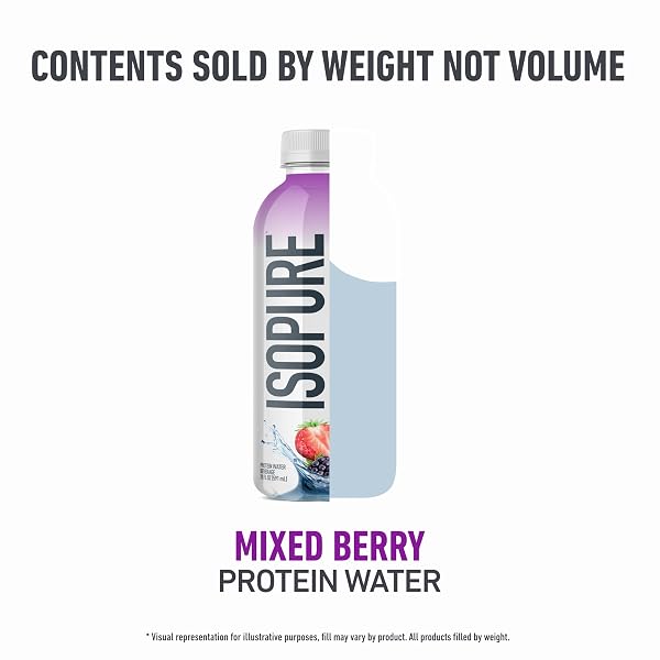 ISOPURE CLEAR PROTEIN WATER WITH ELECTROLYTES, 15G WHEY PROTEIN ISOLATE, ZERO SUGAR, MIXED BERRY, 20 FL OZ BOTTLE, 1 COUNT
