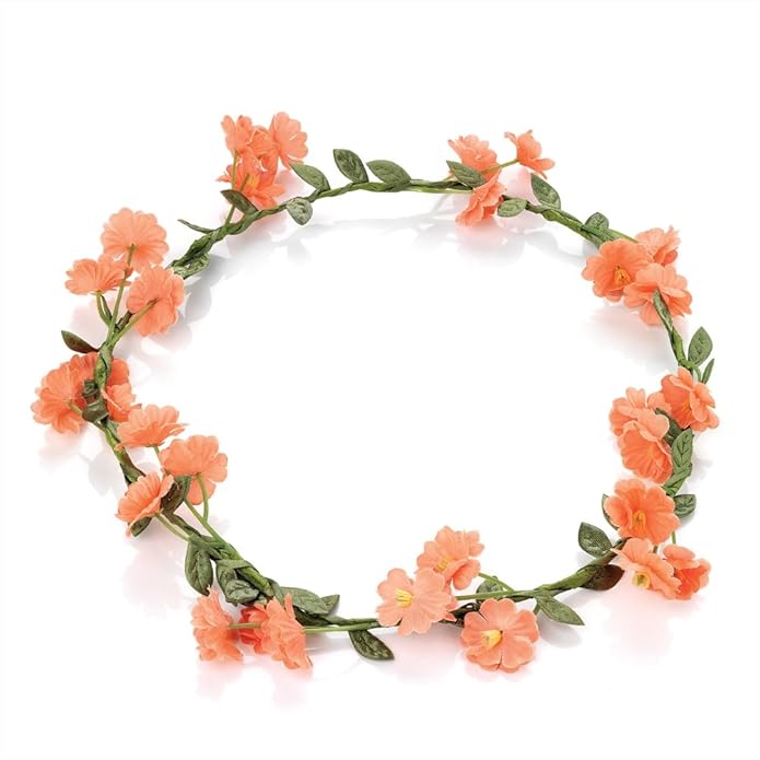 Coral Flower Garland Crown Headband Festival Amazon.co.uk Beauty