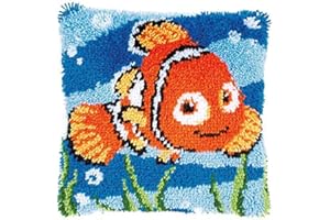 SECFANYA DIY Cushion Carpet Mat Latch Hook Rug Kits Cover Hand Craft Embroidery Pillowcase Crocheting Cartoon Handmade Baby Wedding Kids Parents Gift