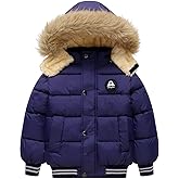Achiyi Toddler Winter Thick Hooded Down Jacket Warm Snow Fleece Jackets Baby Boys Girls Outdoor Coat Outwear