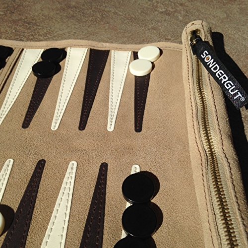 Sondergut Roll-up Suede Backgammon Game Cream