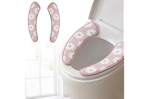 IENSEN Thick and Warm Toilet Seat Cover – Washable, Reusable Cushion with TPR Adhesive & Floral Pattern for Comfort & Insulation (Pink)