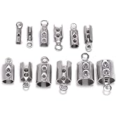 50pcs Stainless Steel Cords Crimp End Beads Caps Leather Clip Tip Fold Crimp Bead Bracelet Connectors for Jewelry Making Find