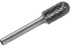 YUFUTOL SC-5 Tungsten Carbide Burr Cylinder Shape with Radius End Double Cut Rotary Burr File(1/2" Cutter Dia X 1"Cutter Length) with 1/4'' shank, 1pcs