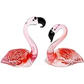 Set of 2 Crystal Pink Flamingos Figurines Gifts for Couples Women, Hand Blown Glass Flamingos Mothers Day Anniversary Valentines Gifts for Mom Wife Girlfriend