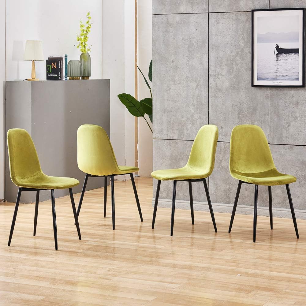 AnsleyHosHo Velvet Dining Chairs Set Of 4 Dining Room Chairs Pattern Upholstered Fabric Side Chairs With Solid Metal Legs For Kitchen Dining Room Reception Wedding Commercial Restaurant Yellow Amazoncouk Kitchen Home