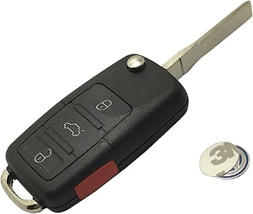 Amazon Com Replacement Key Fob Shell Case Fit For Vw Volkswagen Jetta Passat Golf Beetle Rabbit Gti Cc Eos 4 Buttons Keyless Entry Remote Key Housing With Uncut Blade Black Automotive