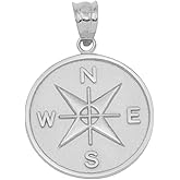 Claddagh Gold 925 Sterling Silver Compass Medallion Charm Pendant