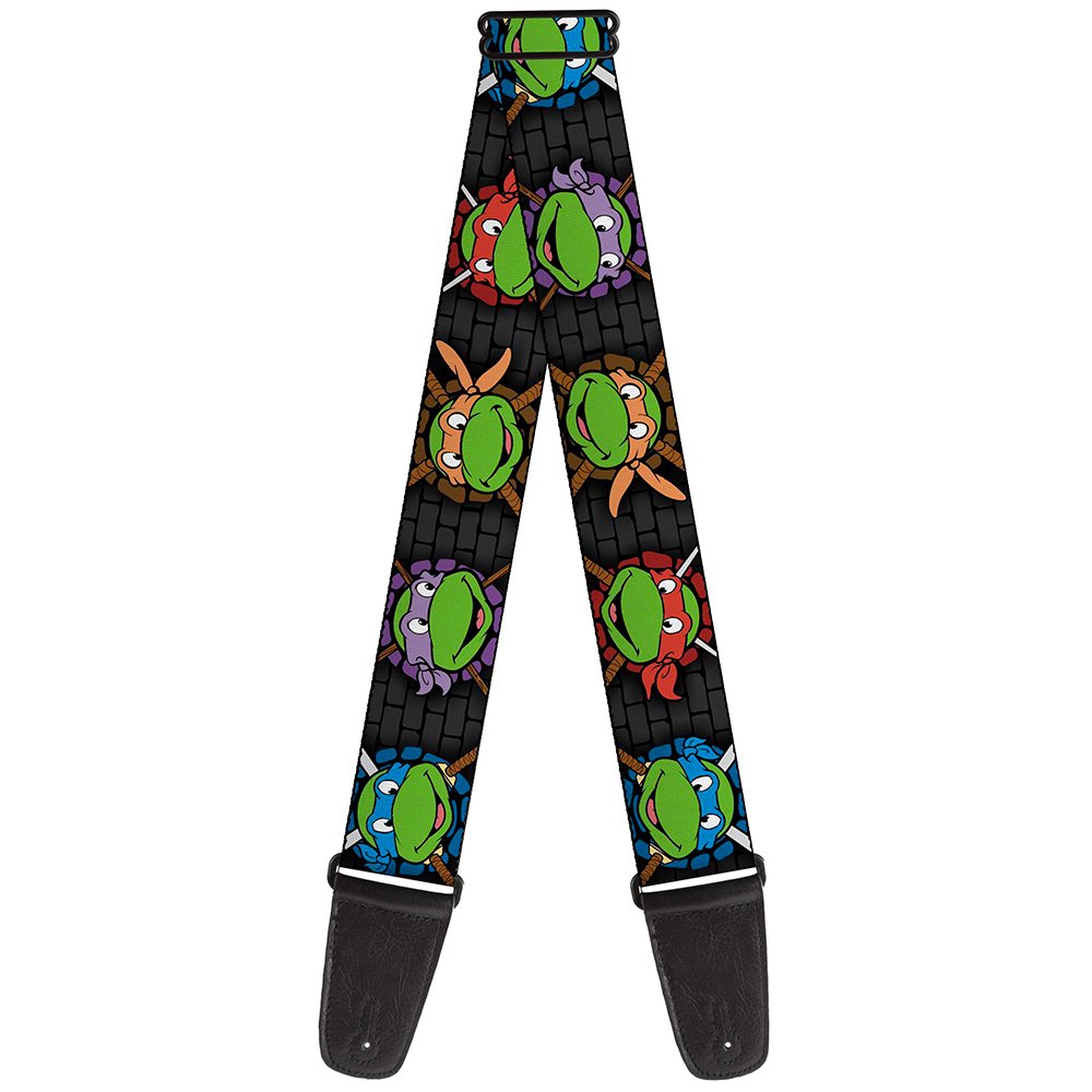 Teenage Mutant Ninja Turtles Buckle-Down Guitar Strap - Classic TMNT Expessions/Battle Gear Gray/Multi Color - 2" Wide - 29-54" Length