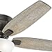 Hunter 52 inch Indoor Ceiling Fan with LED Light - Bronze Ceiling Fan with Pull Chain, For Bedroom, Living Room, or Kitchen, Low Profile Mount, No Remote, 5 Blades - Kenbridge 53379, Noble Bronze