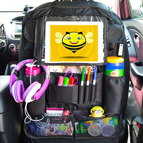 Backseat Car Organizer | Car Storage Organizer With 12 Compartments and a Hidden Tablet Holder | Used As Kick Mat, Car Back seat Organizer, Back Seat Protector, Car Seat Organizer, Car Seat Storage.