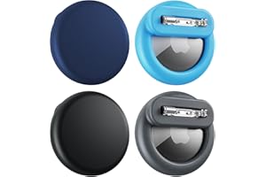 BINGCOK Compatible for Air Tags-4 Pack Apple Kids Hidden, for Airtag Holder for Kid, for AirTag Hidden Kids Holder with Invisible Pin, for Children, Elderly, Luggage, Clothing (Black Gray Navyblue Sky Blue)