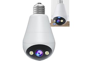 Security Camera Bulb Outdoor HD2K PTZ 360° Rotate Cam Dome 2 Way Audio 8-256G TF Card Storage, Detect N Alert, 3 Night Vision