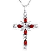 ZDaoBen 925 Sterling Silver Cross Necklace for Women，Birthday Delicate Star Cross Necklace Jewelry Gifts for Women，Birthstone Religious Jewelry for Mom, Chain 18 inch