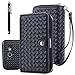 TabPow Galaxy J3 Emerge Case,Weave Zipper Cash Slot, Card Slots, Button, Leather Wallet Case Cover with Detachable Case Samsung Galaxy J3 Prime/Galaxy J3 Emerge/Amp Prime 2 - Weave Black