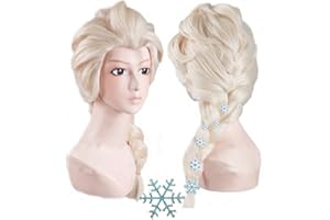 ANOGOL Wig Cap+6 Hairpins+ White Blonde Princess Pigtail Wig Long Blonde Braided Ponytail for Women Cosplay Long Princess Braids Platinum Cosplay Wigs Synthetic Queen Snow Pigtail Party Halloween