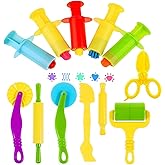 Oun Nana Dough Tools Kit – 12-Piece Dough Play Tools Set with 5 Extruders, Scissors, Rollers, Rolling Pins,Cutters for Kids A