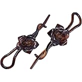 Parcelona French Rose Flower Twist N Clip Set of 2 Cellulose Acetate Shell Hair Clip Barrette 10.5 cm
