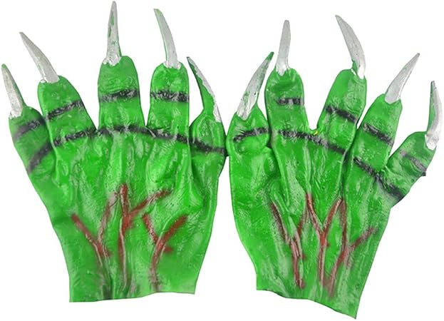 Amazon Pretyzoom 1ペアハロウィン面白い緑悪魔手袋パーティーコスプレ小道具アクセサリーハルク手袋 テーブルトークrpg おもちゃ