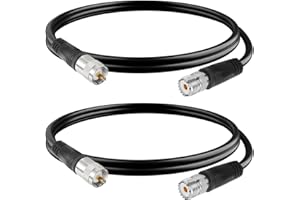 exgoofit RG8X Coaxial Cable 3FT 2-Pack, CB Coax Cable, UHF PL259 Male to Female Low Loss CB Antenna Cables, 50 Ohm for HAM Ra